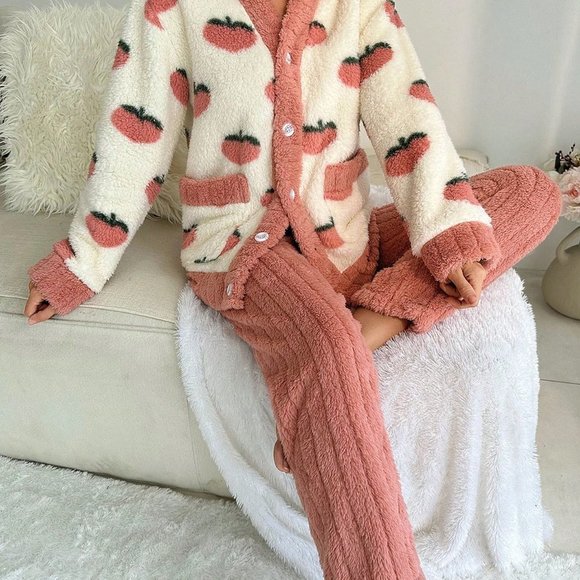 Playful and Fun Trim Button Front PJ Set Multicolor - Picture 6 of 6